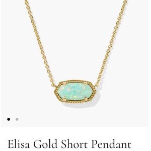 Kendra Scott Gold Necklace with Iridescent Blue Stone